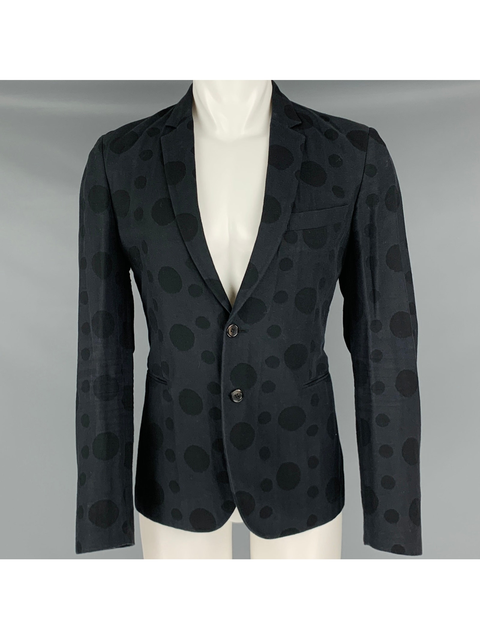 Ps By Paul Smith Size 40 Black Polka Dot Cotton Viscose Sport Coat